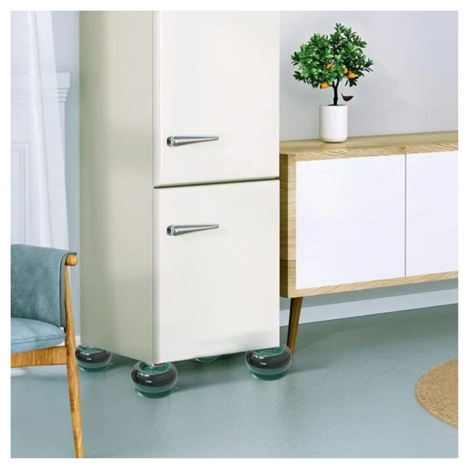 Base antivibracion instalada en nevera