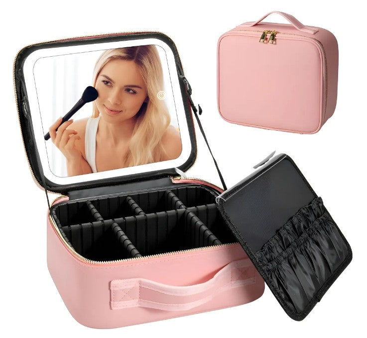 Cosmetiquera con espejo y luz led
